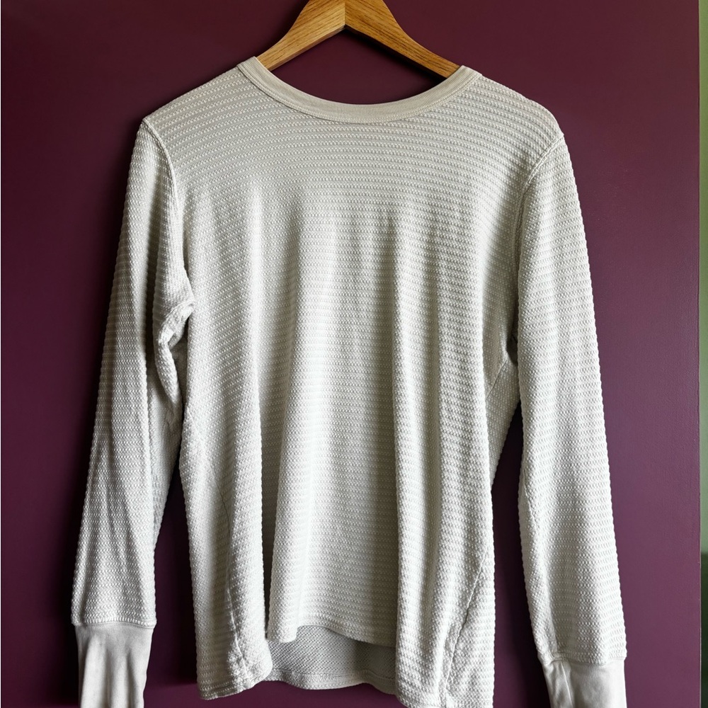 Big Bud Press • White / Cream Honeycomb Waffle Thermal Long Sleeve Sweater • XS